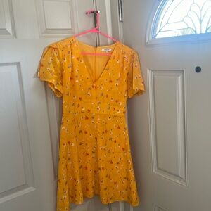 Madewell 100% silk belladonna yellow floral dress  size: 2